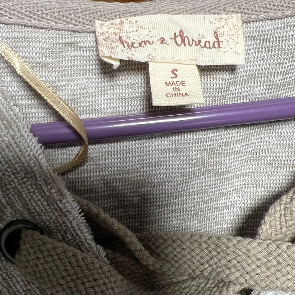 Hem & Thread Beige Lace-Up Sweater - Picture 3 of 3